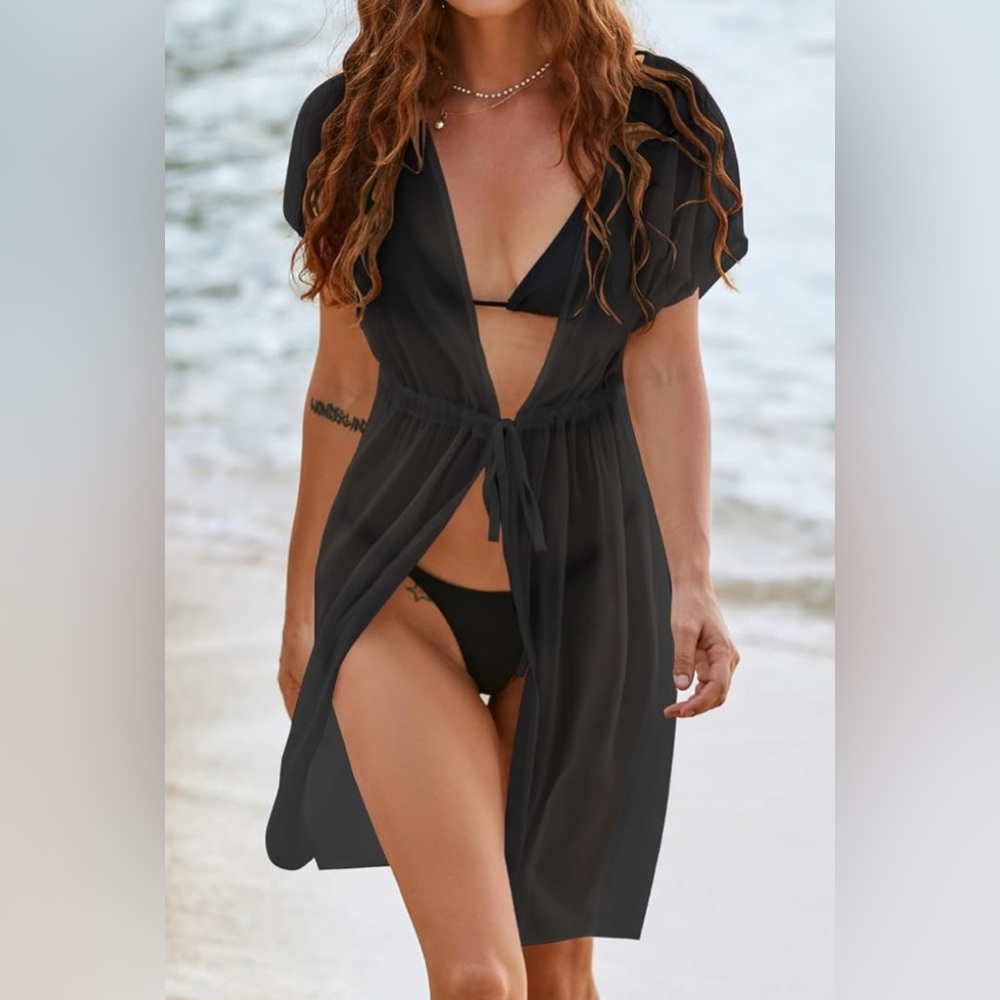 2 Pack of Elegant Black & White Swim Cover-Ups